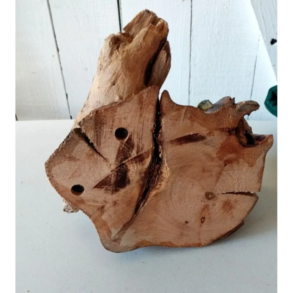 Rustic Driftwood Organic Rock Candle Holder Handmade